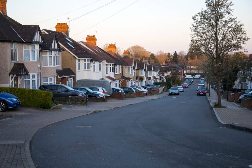 Residential street outskirt London in the concept of 'best affordable housing options in Lewisham'.